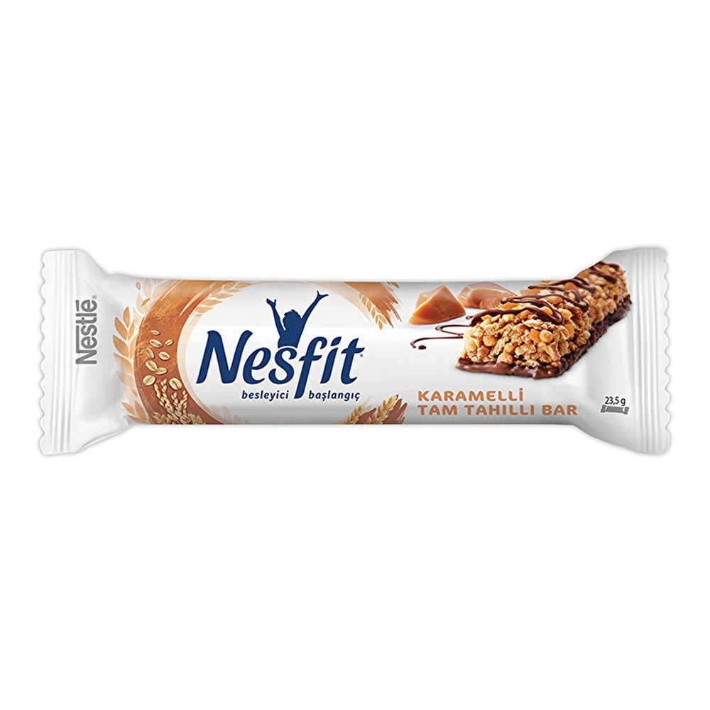 Nestle Nesfit Karamelli Tahıllı Bar - Healthy Granola Energy Bar with Whole Grain & Fiber - Food & Candy