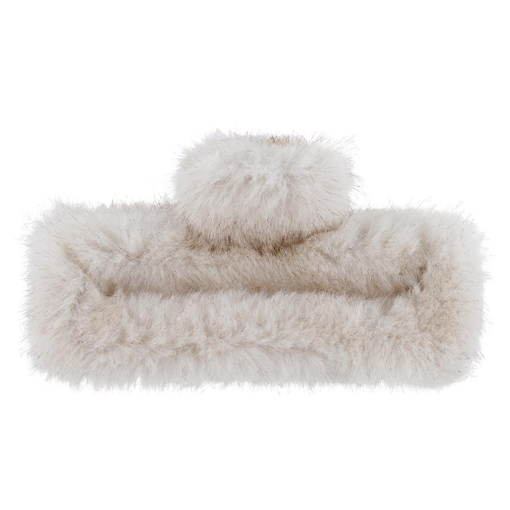 Eklips Rectangular Claw Clip in Ecru for Secure Hair Hold