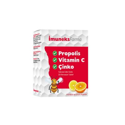 İmuneks Farma Propolis Vitamin C Zinc Effervescent Tablets - Boosts Immune Health Naturally - 20 Tablets - image 2