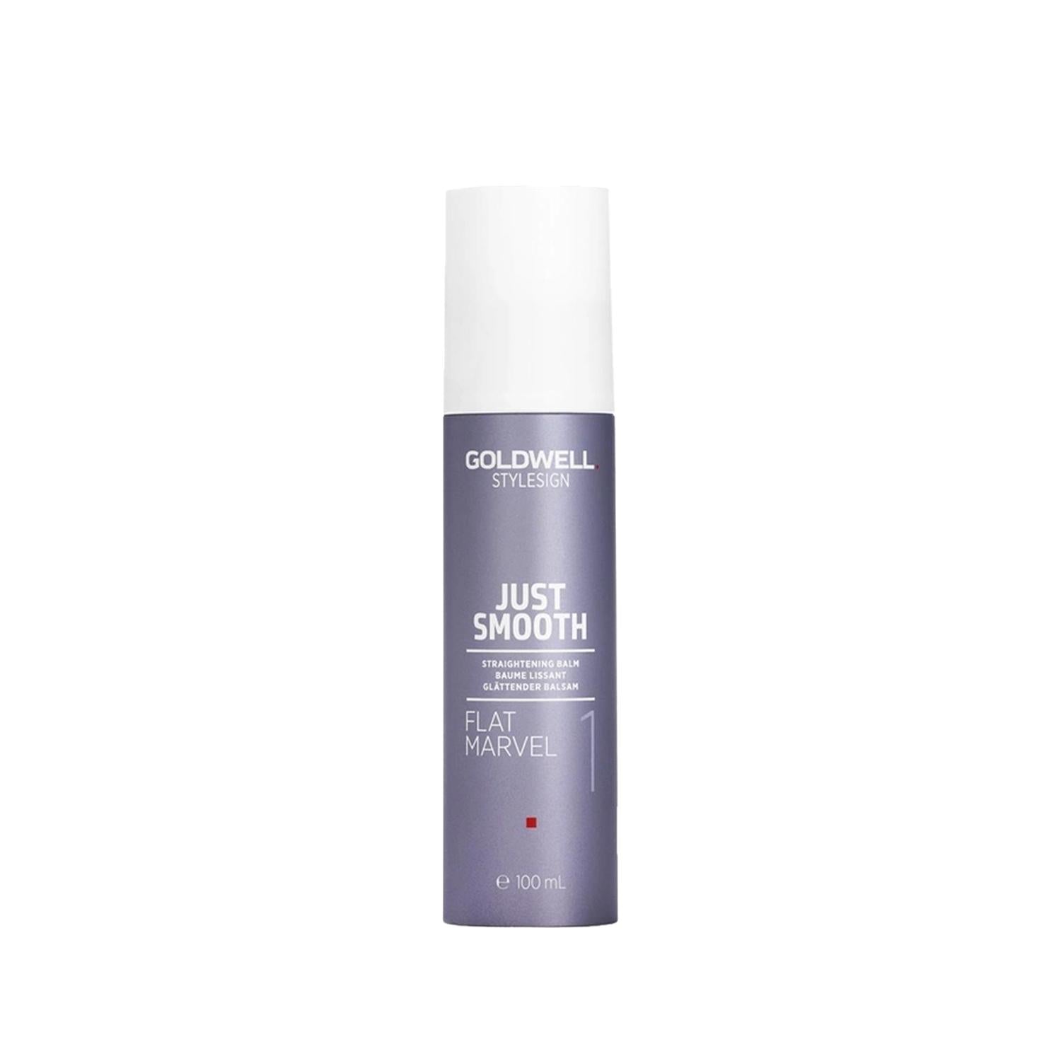 Goldwell Just Smooth Flat Marvel 1: Heat Protectant &amp; Hair Straightening Balm for Frizz Control and Smooth, Sleek Styles - 3.38 fl oz Goldwell Just Smooth: Heat Protectant Straightening Balm heat protectant for hair, hair straightening balm, Goldwell Just Smooth, heat protection balm, hair smoothing product, frizz control balm, heat styling protection, hair styling product, heat protection, smooth finish, 100 ml size, balm formulation, Just Smooth product line, reduce heat damage, hair health, hair shine, e