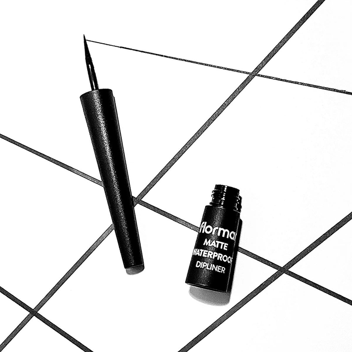 Flormar Matte Waterproof Liquid Eyeliner for Precise, Dramatic Eye Look - Black Flormar Matte Waterproof Eyeliner - Precise, Long-Lasting waterproof eyeliner, matte finish eyeliner, liquid eyeliner, Flormar eyeliner, precise eyeliner applicator, dramatic eye look, long-lasting makeup, smudge-proof eyeliner, beauty essentials, makeup for beginners, professional makeup, cosmetic products, eye makeup, black eyeliner
