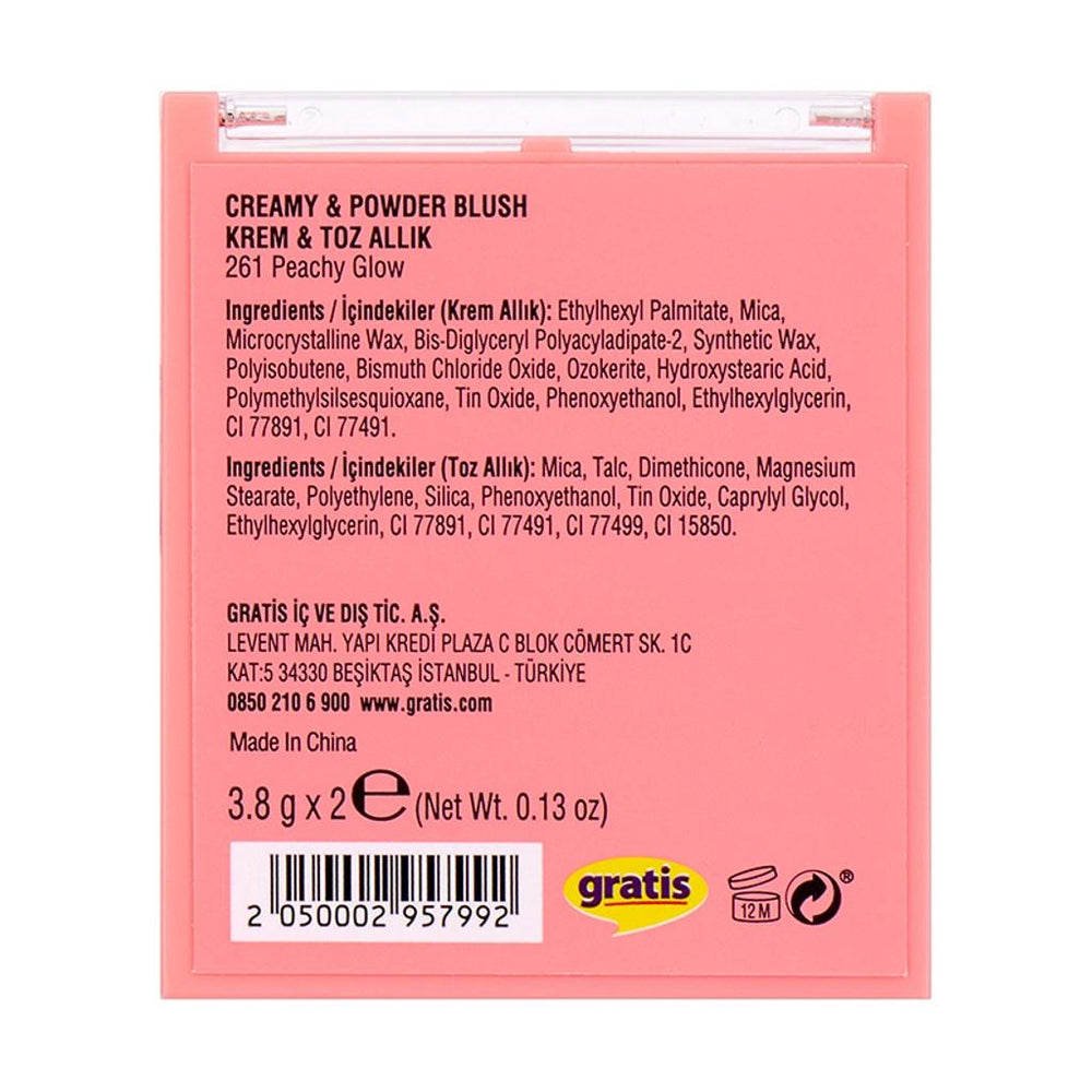 Beaulis Vibe It Cream & Powder Blush 261 Peachy Glow