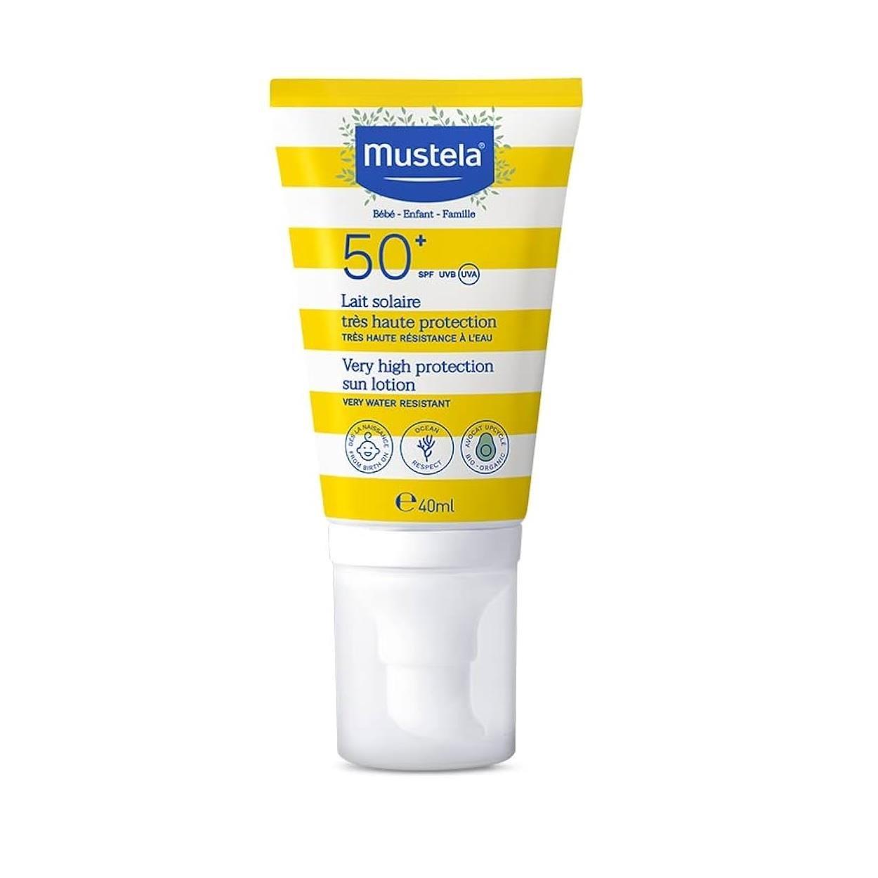 Mustela Sunscreen Lotion SPF 50+ - Water Resistant, Organic Avocado, Family Sun Protection Mustela SPF 50+ Sunscreen Lotion - Best Family Sun Protection sunscreen lotion, SPF 50+, organic avocado, family sun protection, water resistant sunscreen, baby sunscreen, pregnancy skincare, sensitive skin care, reef-safe sunscreen, outdoor activities, beach essentials, skincare, sun protection, Mustela