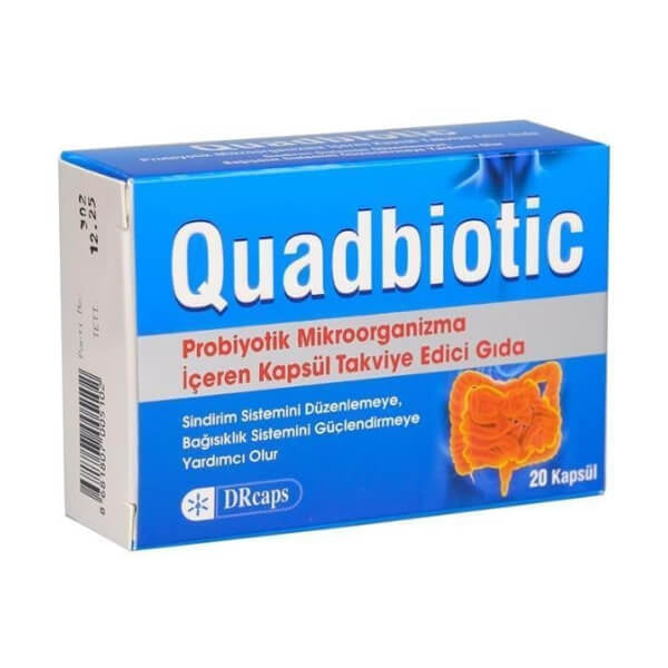 Quadbiotic Probiotic Supplement for Gut Support - 20 Capsules