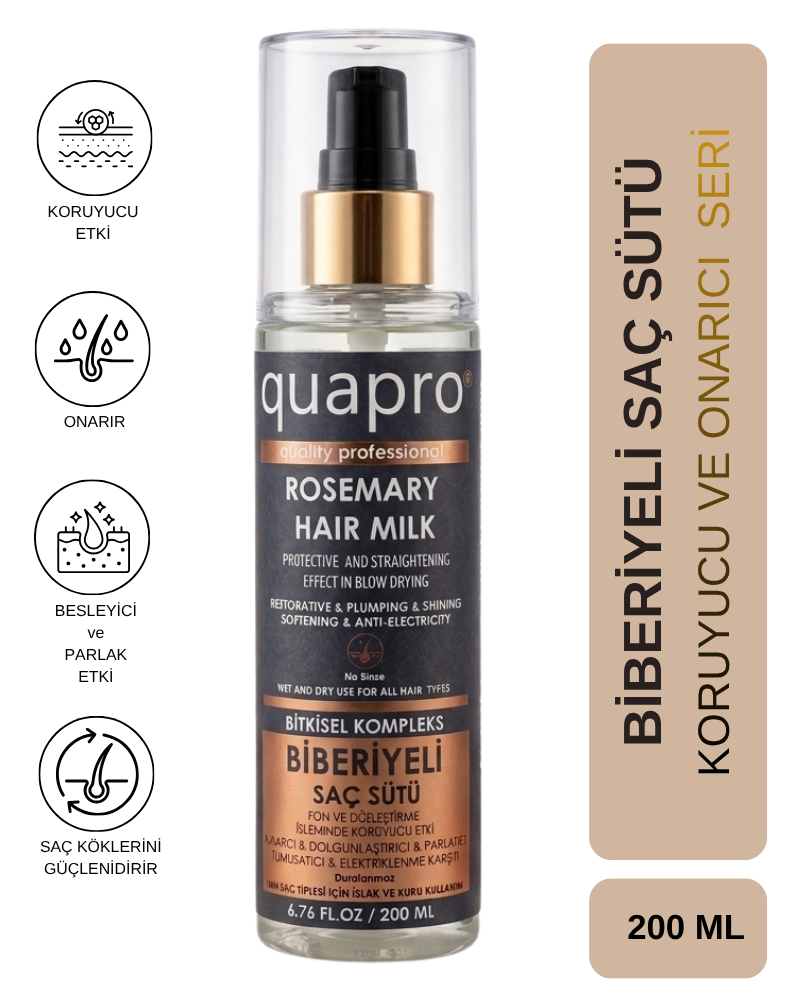 Quapro Rosemary Hair Milk Strengthening & Heat Protection 200 ml