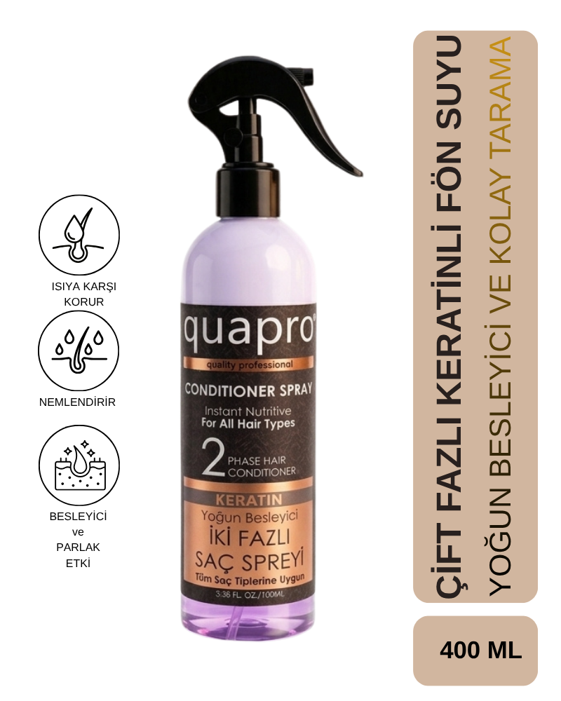 Quapro Keratin Blow Dry Spray for Frizz Control 400ml