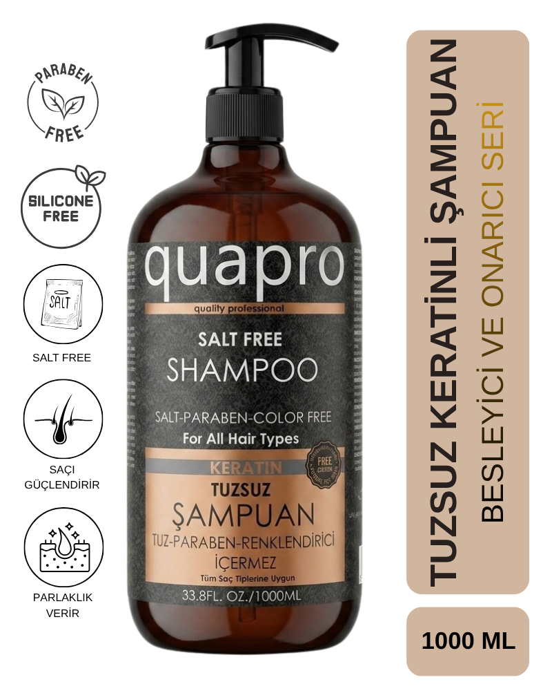 Quapro Keratin Shampoo for Lasting Shine and Softness 1000 ml
