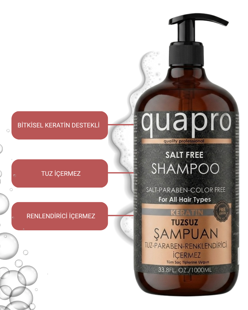 Quapro Keratin Shampoo for Lasting Shine and Softness 1000 ml
