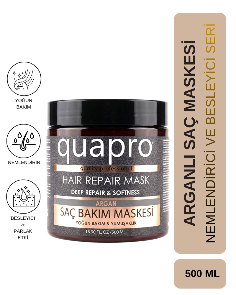 Quapro Argan Hair Mask Intensive Hydration for Dry Hair 500 ml