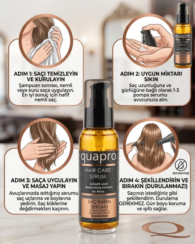 Quapro Argan Hair Serum for Frizz Control and Shine 100 ml