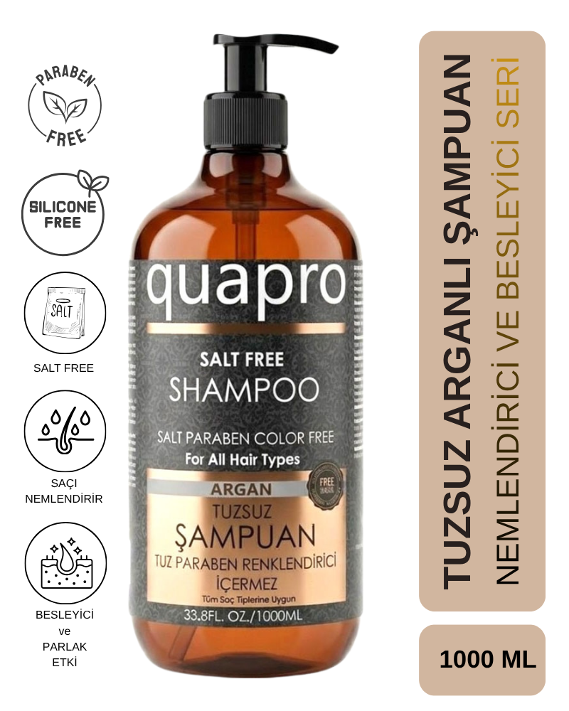 Quapro Salt-Free Argan Oil Shampoo for Shine and Softness 1000ml