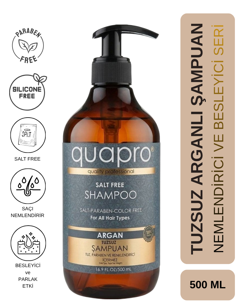 Quapro Argan Shampoo for Radiant Shine and Softness 500 ml