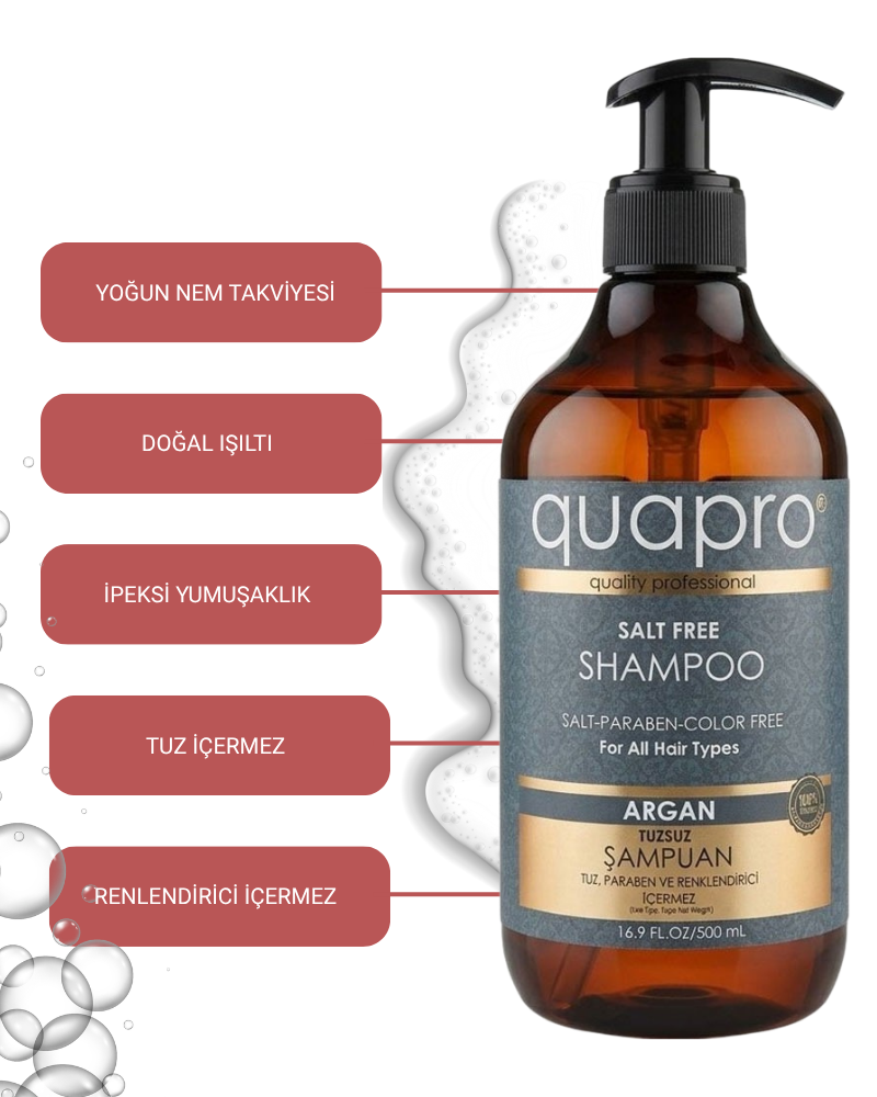 Quapro Argan Shampoo for Radiant Shine and Softness 500 ml