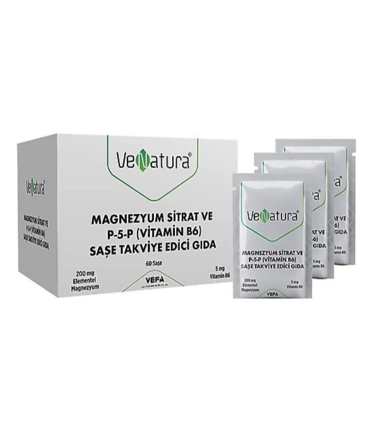 Venatura Magnesium Citrate and Vitamin B6 Supplement - 60 Sachets | Supports Muscle Function & Energy Production Venatura Magnesium Citrate & Vitamin B6 - Energy & Muscle Support Magnesium Citrate Supplement, Vitamin B6 Supplement, Magnezyum Sitrat, P-5-P Vitamin B6, Dietary Supplements, Health Supplements, Energy Production, Muscle Function Support, Immune System Support, Natural Health Products, Supplements for Adults, Supplements for Teenagers