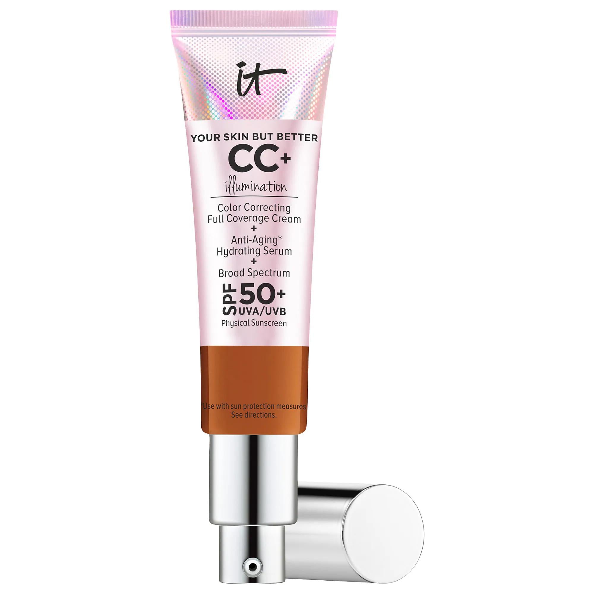 CC+ Cream Illumination: Full Coverage Color Correcting Foundation with SPF 50+ Mineral Sunscreen for Radiant, Anti-Aging Protection CC+ Cream: Full Coverage SPF 50 Foundation for Radiant Skin CC Cream, Color Correcting Cream, Full Coverage Foundation, SPF 50 Foundation, Mineral Sunscreen, Radiant Finish Foundation, Anti-aging foundation, Foundation with Collagen, Foundation with Peptides, Foundation with Niacinamide, foundation, makeup, skincare, sun protection, full coverage, radiant finish, anti-aging, co