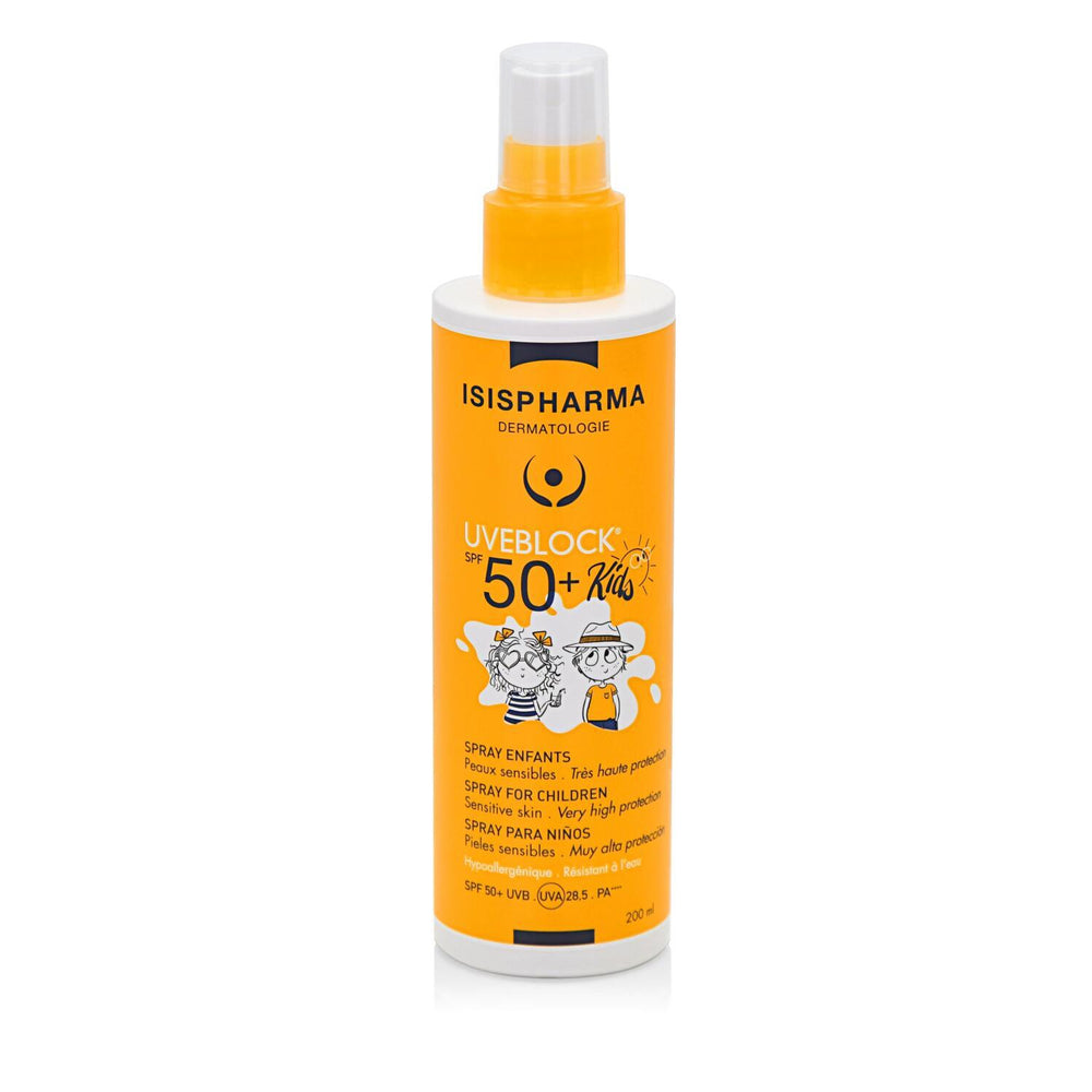 Isis Pharma Uveblock Kids SPF 50+ Sunscreen Spray for Children - Non-Greasy, Ultra-Lightweight Sun Protection - Sunscreen