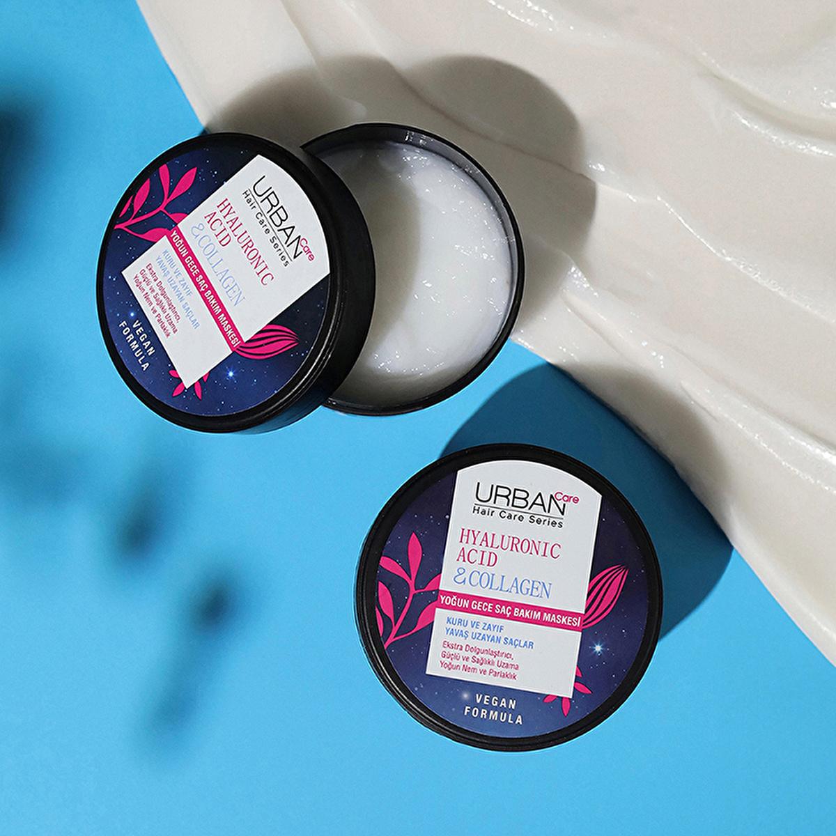 Urban Care Hyaluronik Asit &amp; Kolajen Yoğun Gece Saç Bakım Maskesi - Vegan, Paraben-Free Overnight Hair Mask with Hyaluronic Acid &amp; Collagen Urban Care Hyaluronic Acid &amp; Collagen Overnight Hair Mask Hyaluronic Acid Hair Mask, Collagen Hair Care, Vegan Hair Products, Paraben-Free Hair Mask, Overnight Hair Treatment, Hair Care, Hair Mask, Hydrating Hair Products, Natural Hair Care, Cruelty-Free Beauty, Hair Nourishment, Hair Repair