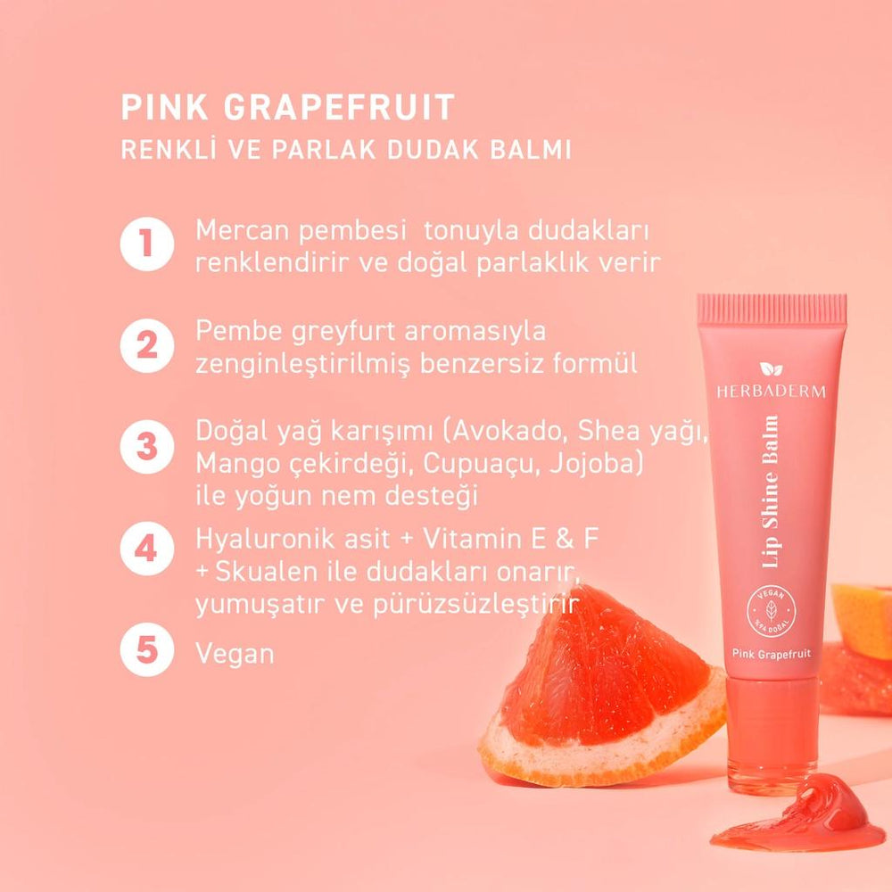 Herbaderm Pink Grapefruit Lip Balm for Shiny Lips 10 ml