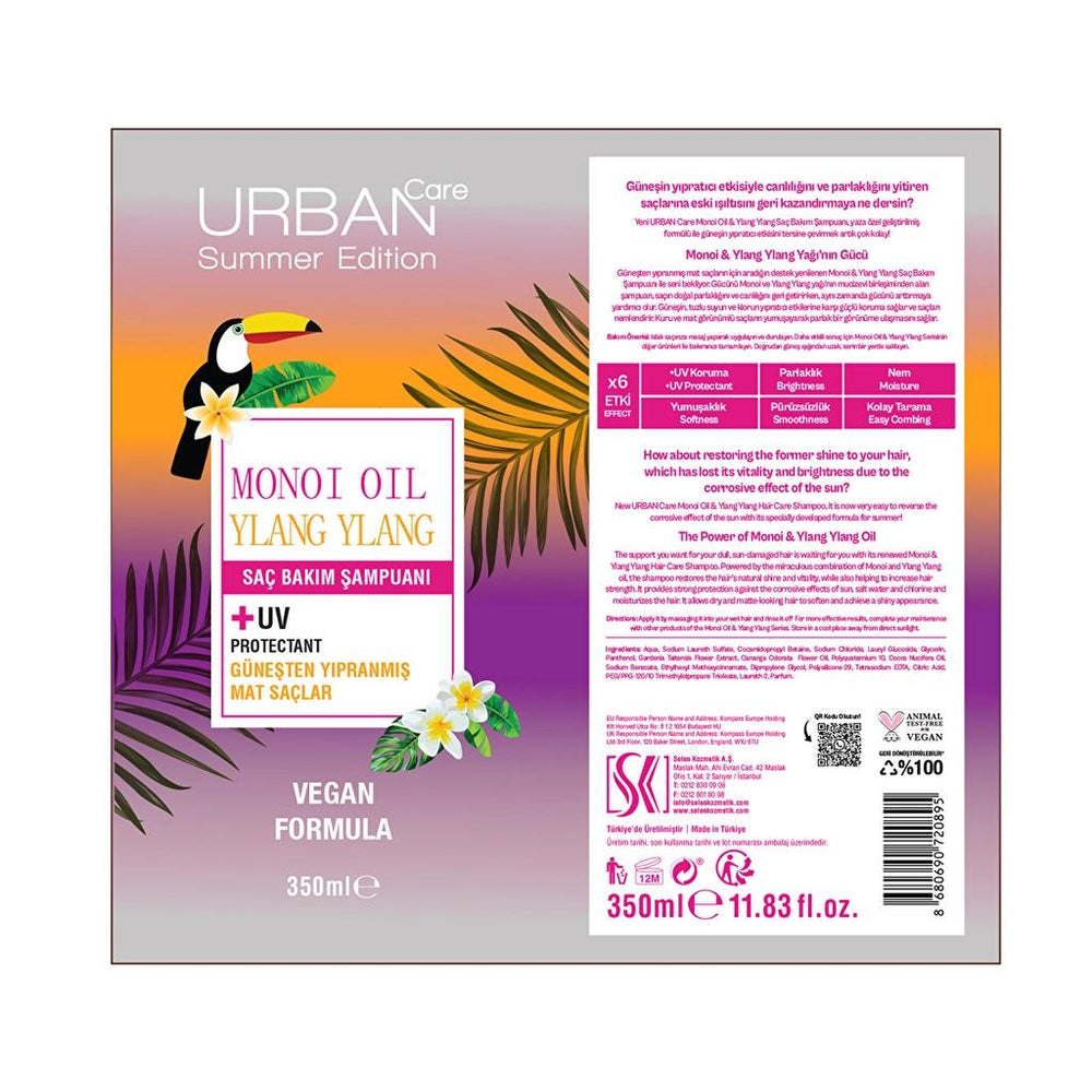 Urban Care Monoi & Ylang Ylang Shampoo for Dull Sun-Damaged Hair 350ml