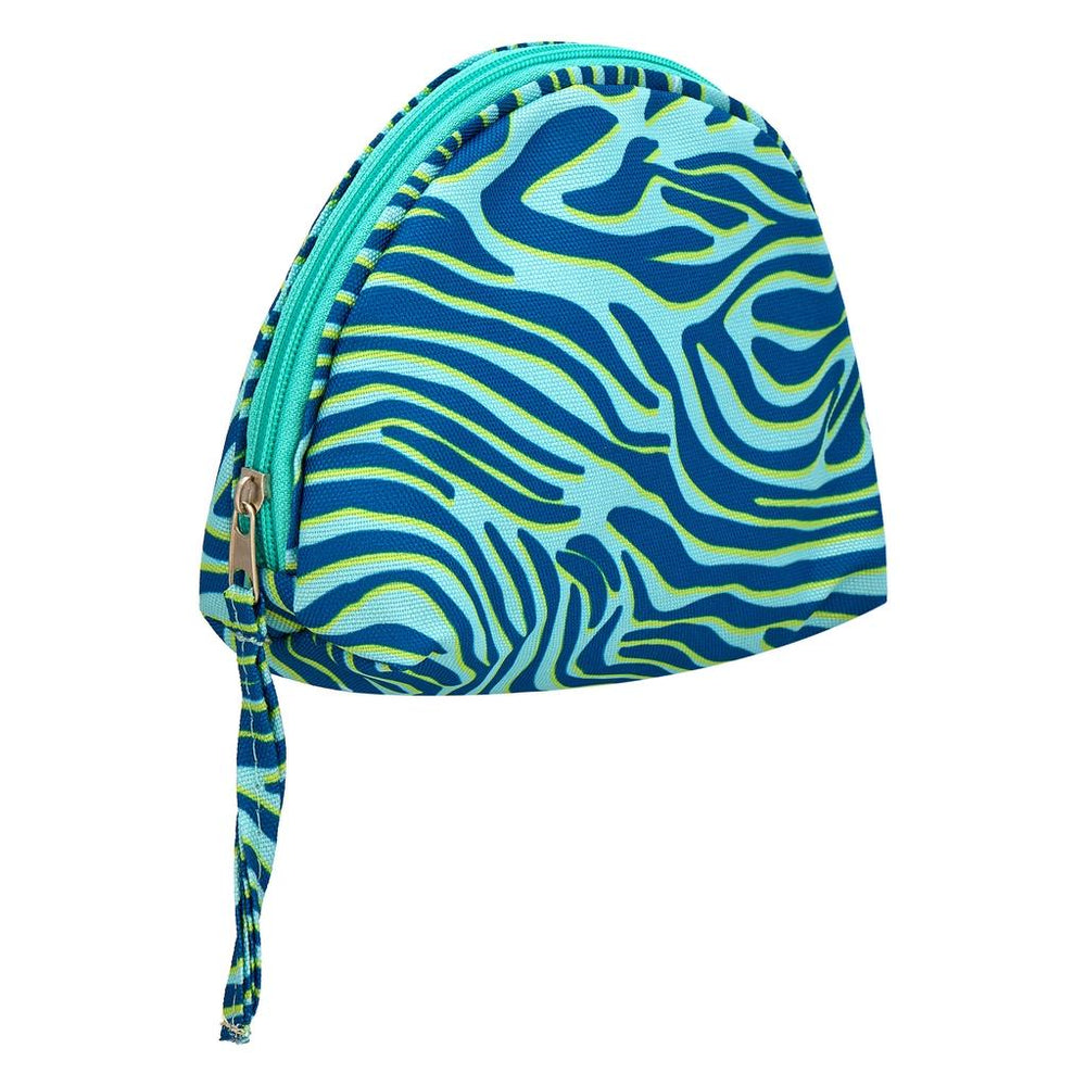Eklips Blue & Green Zebra Print Makeup Bag