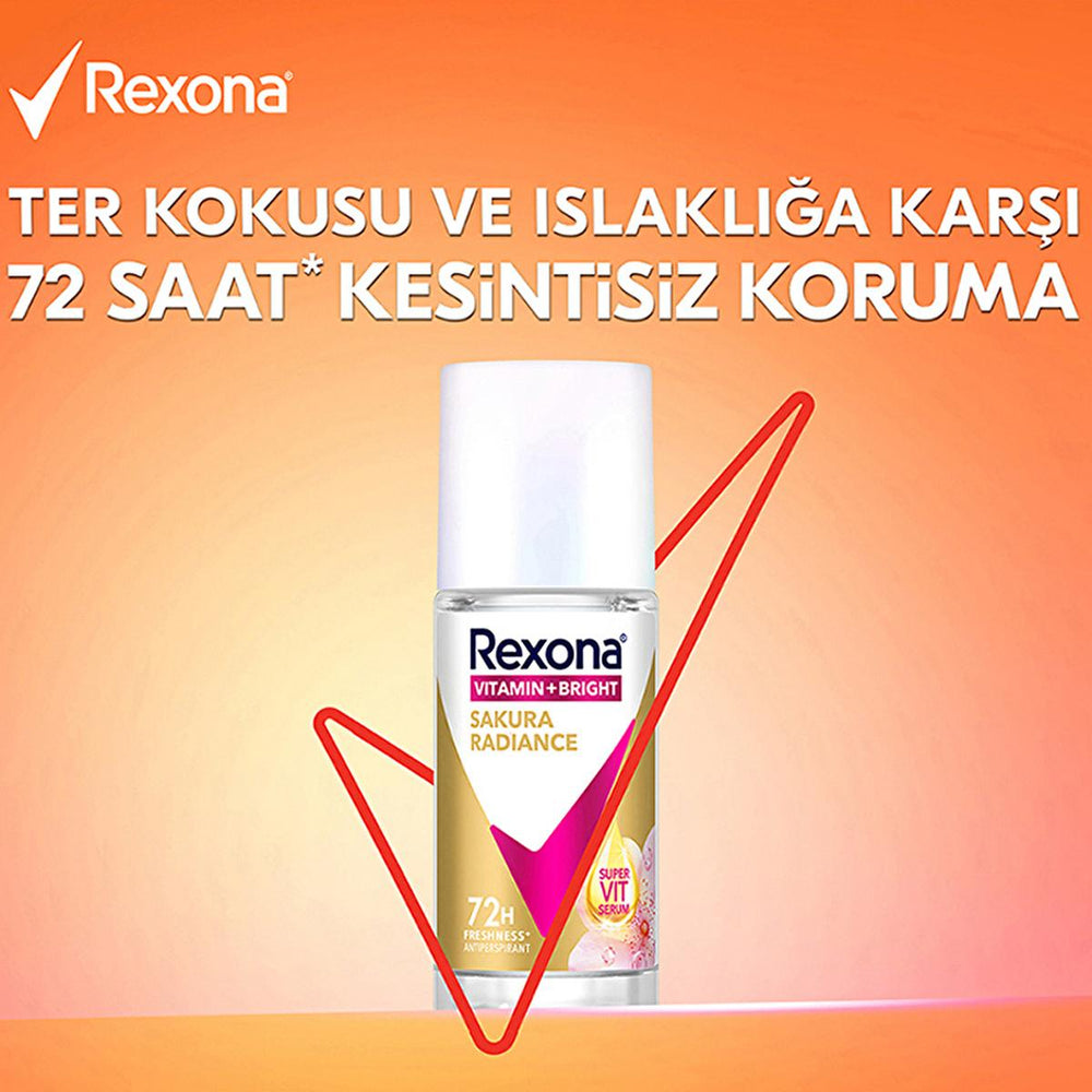 Rexona Vitamin + Bright Roll-On Deodorant for Women - 72 Hour Protection, Sustainable Glass Packaging - view 2