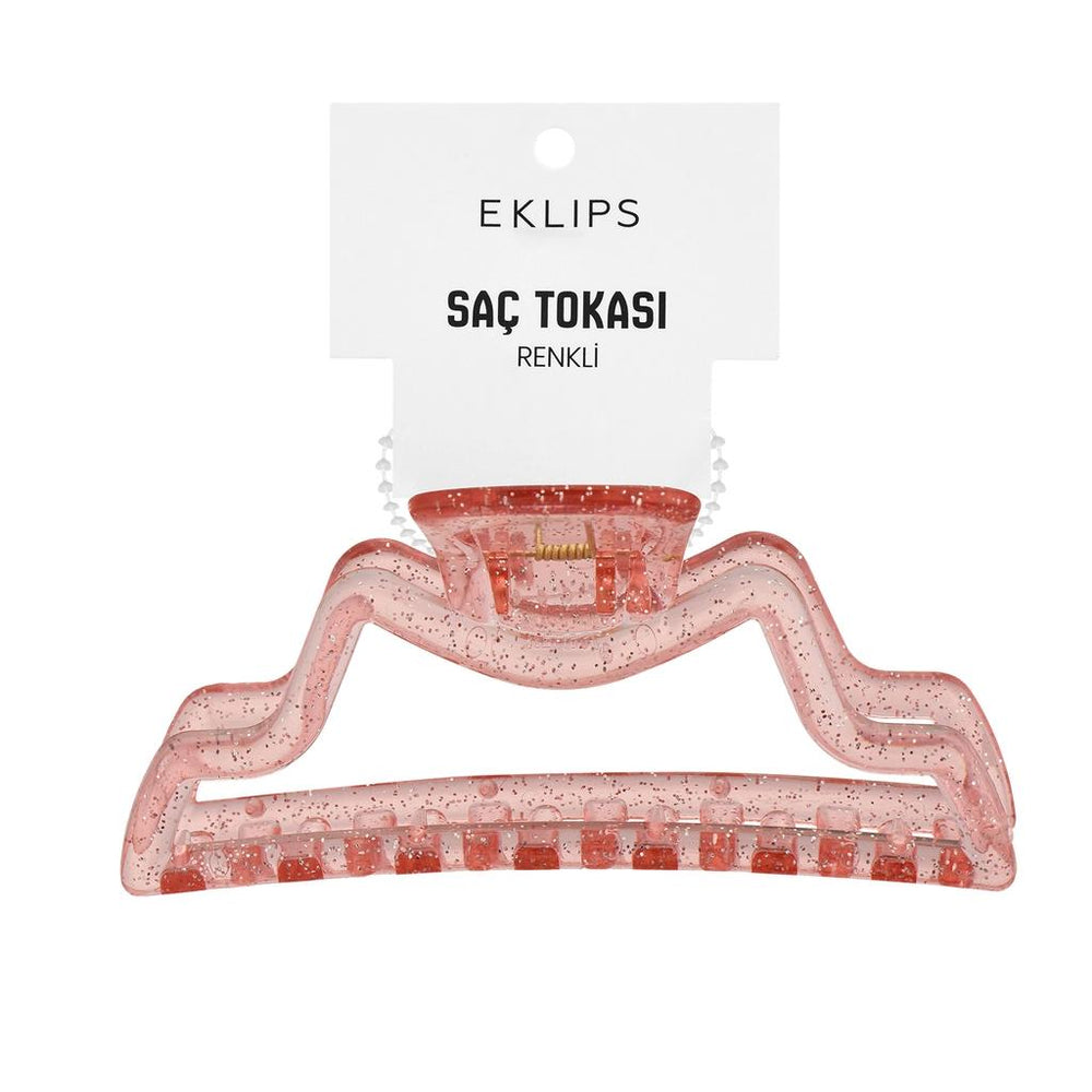 Eklips Curved Glitter Claw Clip in Orange for Secure Hold
