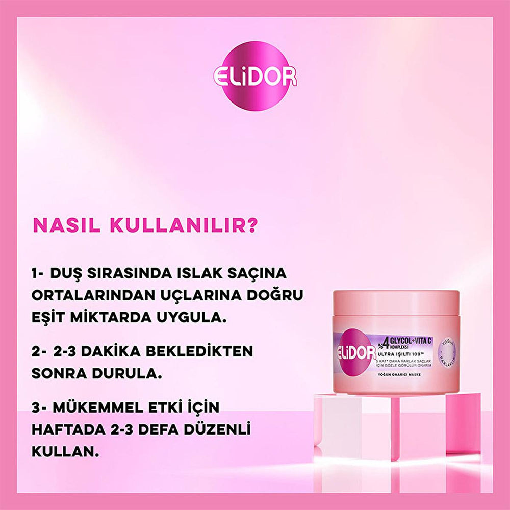 Elidor Ultra Işıltı 100 Onarıcı Maske - 7.44 fl oz Deep Conditioning Hair Treatment for Damaged Hair Repair and - view 6