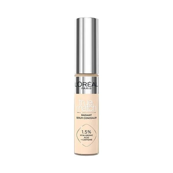 L'Oreal Paris True Match Radiant Serum Concealer - 1.5N - Hyaluronic Acid & Caffeine for Dark Circles, Lightweight Hydrating Coverage L'Oreal True Match Serum Concealer - Hydrating Dark Circle Coverage serum concealer, hyaluronic acid concealer, caffeine concealer, dark circle concealer, under eye bag concealer, lightweight concealer, hydrating concealer, skin tone evening concealer, anti aging concealer, L'Oreal True Match concealer, concealer, makeup, skincare, beauty, dark circles, under eye bags, fine l
