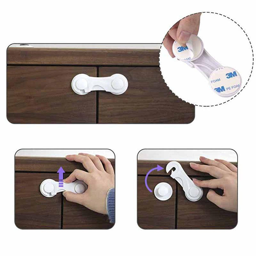 Miny Baby Cabinet Safety Lock - Child Safe Cabinet Locks with 3M Adhesive Tape, 2 Pack - Baby Care