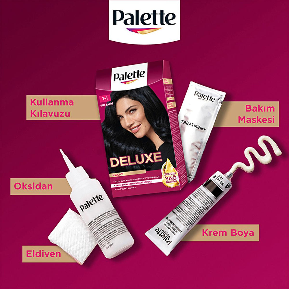 Palette Deluxe Gece Mavisi Hair Dye - Long-Lasting Vibrant Night Blue Hair Color with Nourishing Properties - view 6