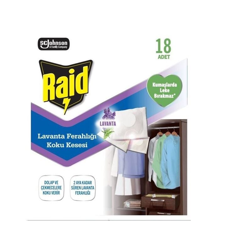 Raid Lavender Freshness Scented Sachets Long-Lasting Aroma 18 Count