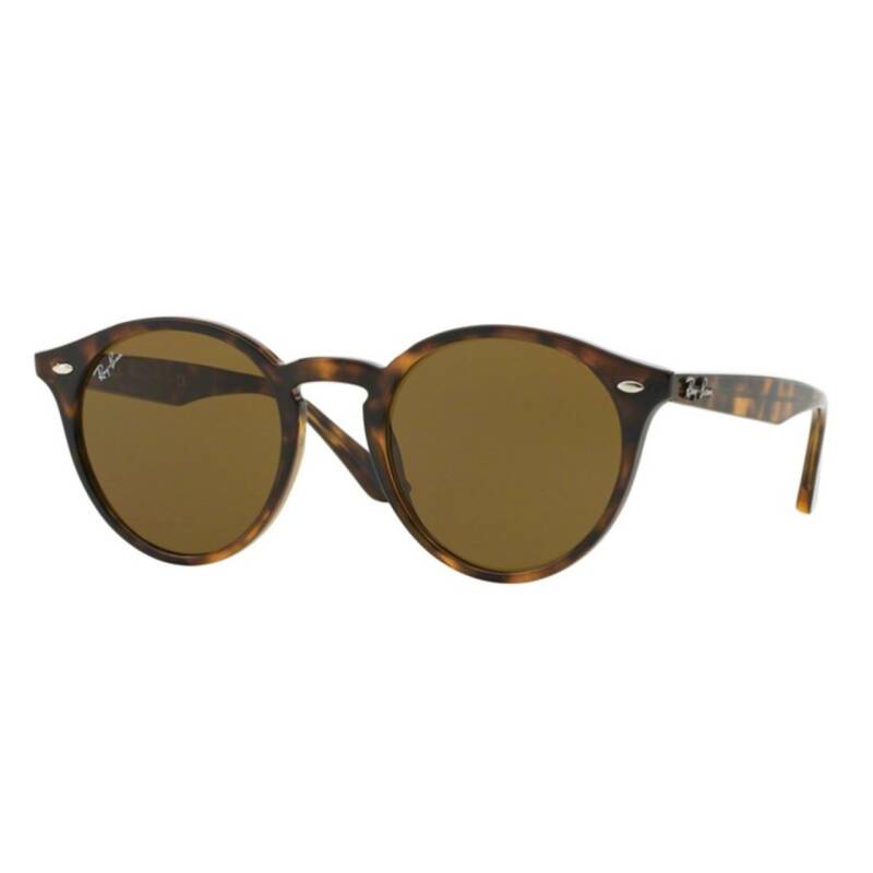 Ray-Ban 0RB2180 Round Havana Sunglasses with Dark Brown Lenses 49mm