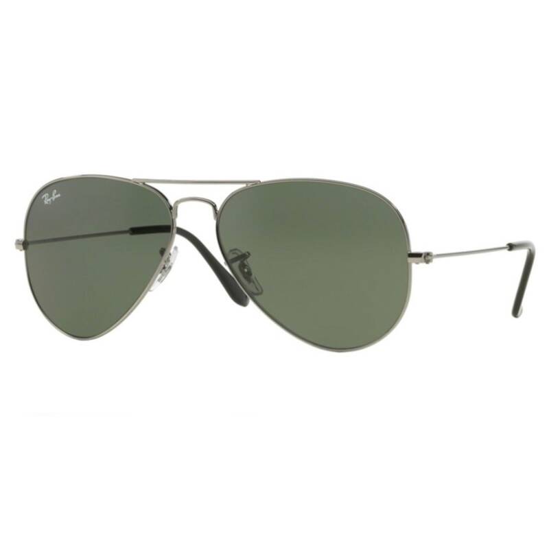 Ray-Ban Aviator Classic Gunmetal Grey Green Sunglasses 58mm