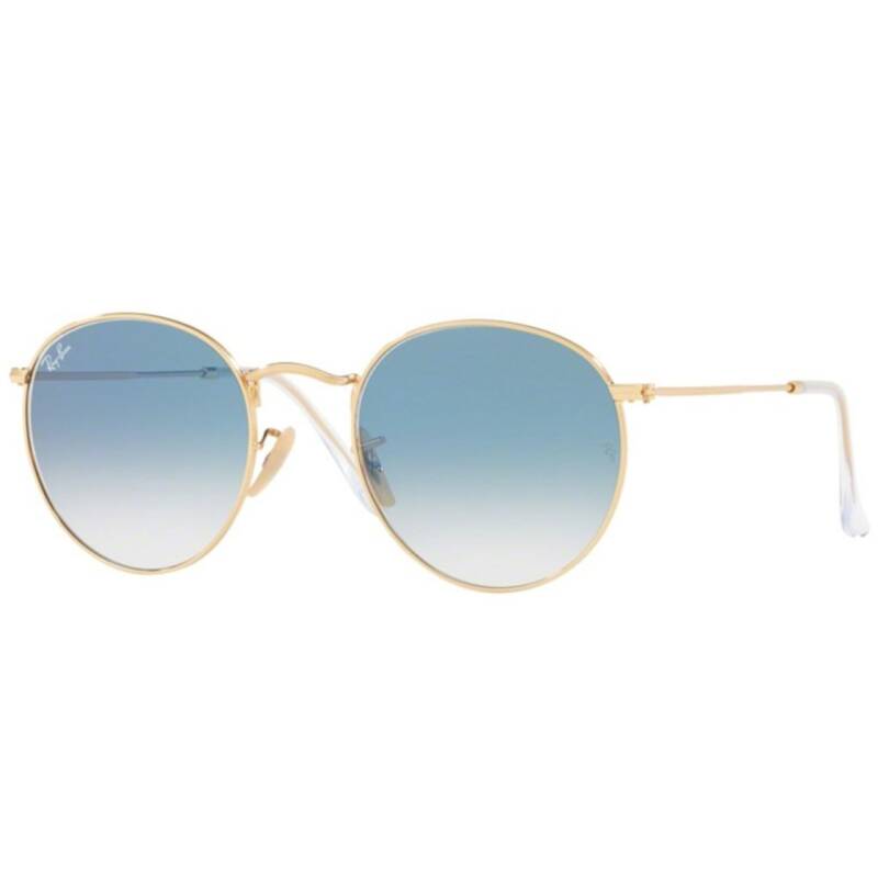 Ray-Ban Round Metal Sunglasses with Gradient Blue Lenses 53mm