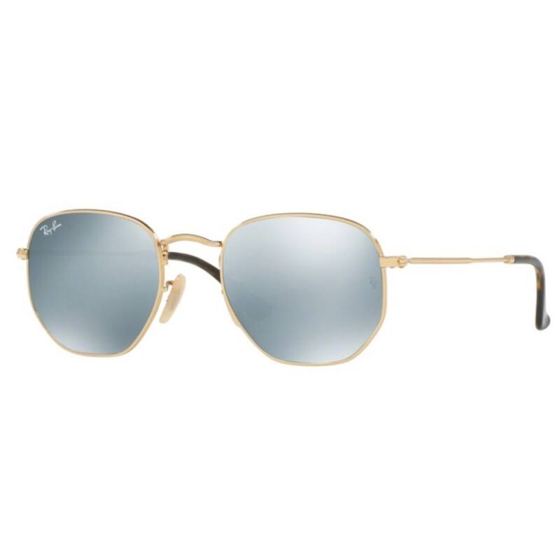 Ray-Ban 0RB3548N Hexagonal Gold Sunglasses Grey Flash 51mm