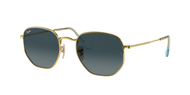 Ray-Ban 0RB3548N Hexagonal Blue Lens Metal Sunglasses 51mm