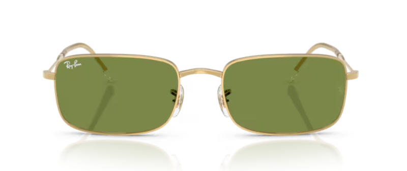 Ray-Ban 0RB3746 Square Sunglasses Gold Frame Green Lens 59mm