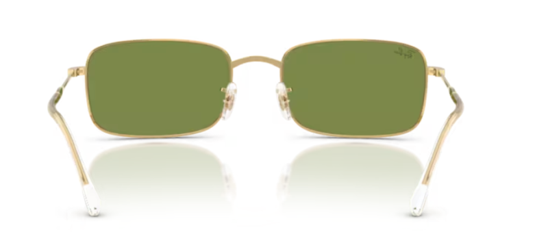Ray-Ban 0RB3746 Square Sunglasses Gold Frame Green Lens 59mm