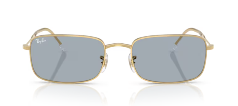 Ray-Ban 0RB3746 Rectangular Men's Sunglasses Gold/Blue 59mm