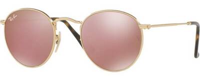 Ray-Ban 3447-N 001/Z2 Round Metal Sunglasses with Pink Mirror Lenses