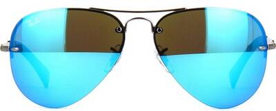Ray-Ban 3449 004/55 Silver Aviator Blue Mirror Sunglasses 59mm
