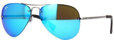 Ray-Ban 3449 004/55 Silver Aviator Blue Mirror Sunglasses 59mm