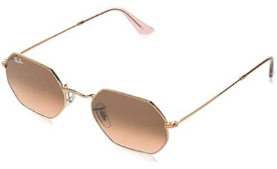 Ray-Ban 3556-N Octagonal Gold Pink Mirror Sunglasses 53mm