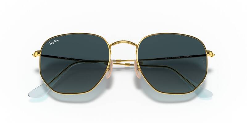 Ray-Ban 0RB3548N Hexagonal Blue Lens Metal Sunglasses 54mm
