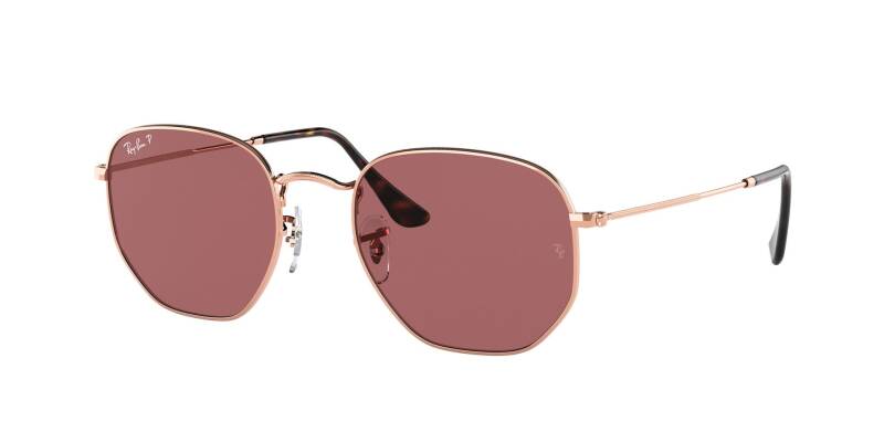 Ray-Ban 0RB3548N Hexagonal Metal Sunglasses with Purple Lenses