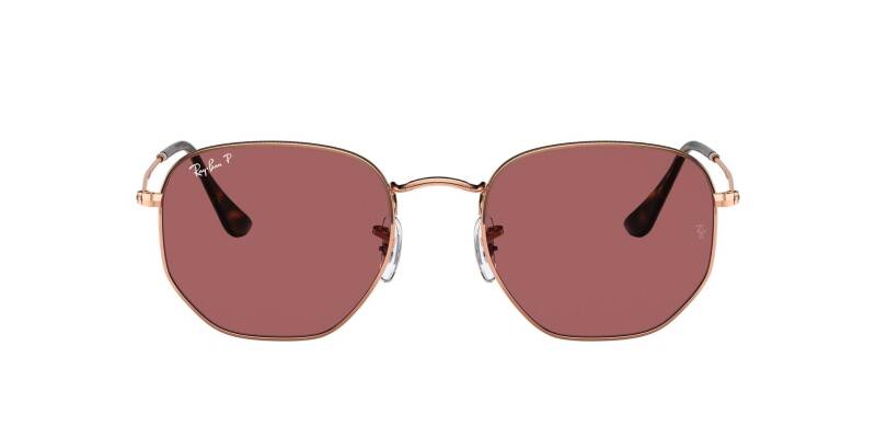 Ray-Ban 0RB3548N Hexagonal Metal Sunglasses with Purple Lenses