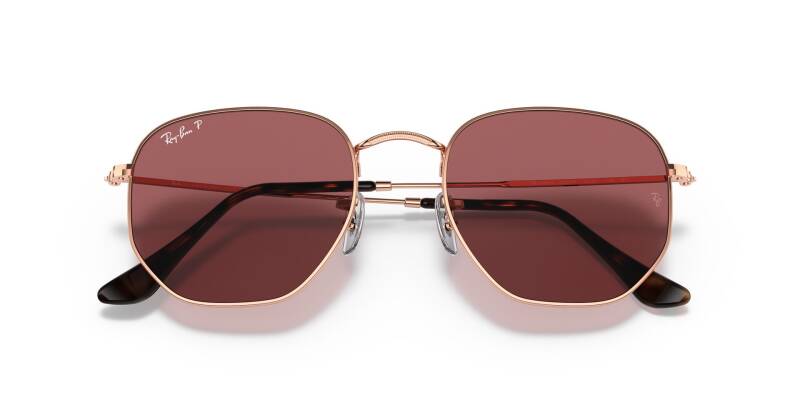 Ray-Ban 0RB3548N Hexagonal Metal Sunglasses with Purple Lenses