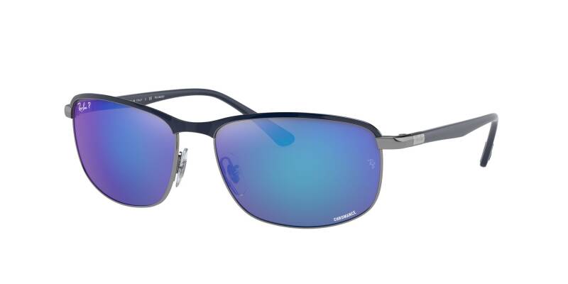 Ray-Ban 0RB3671CH Blue Lens Metal Square Sunglasses 60mm