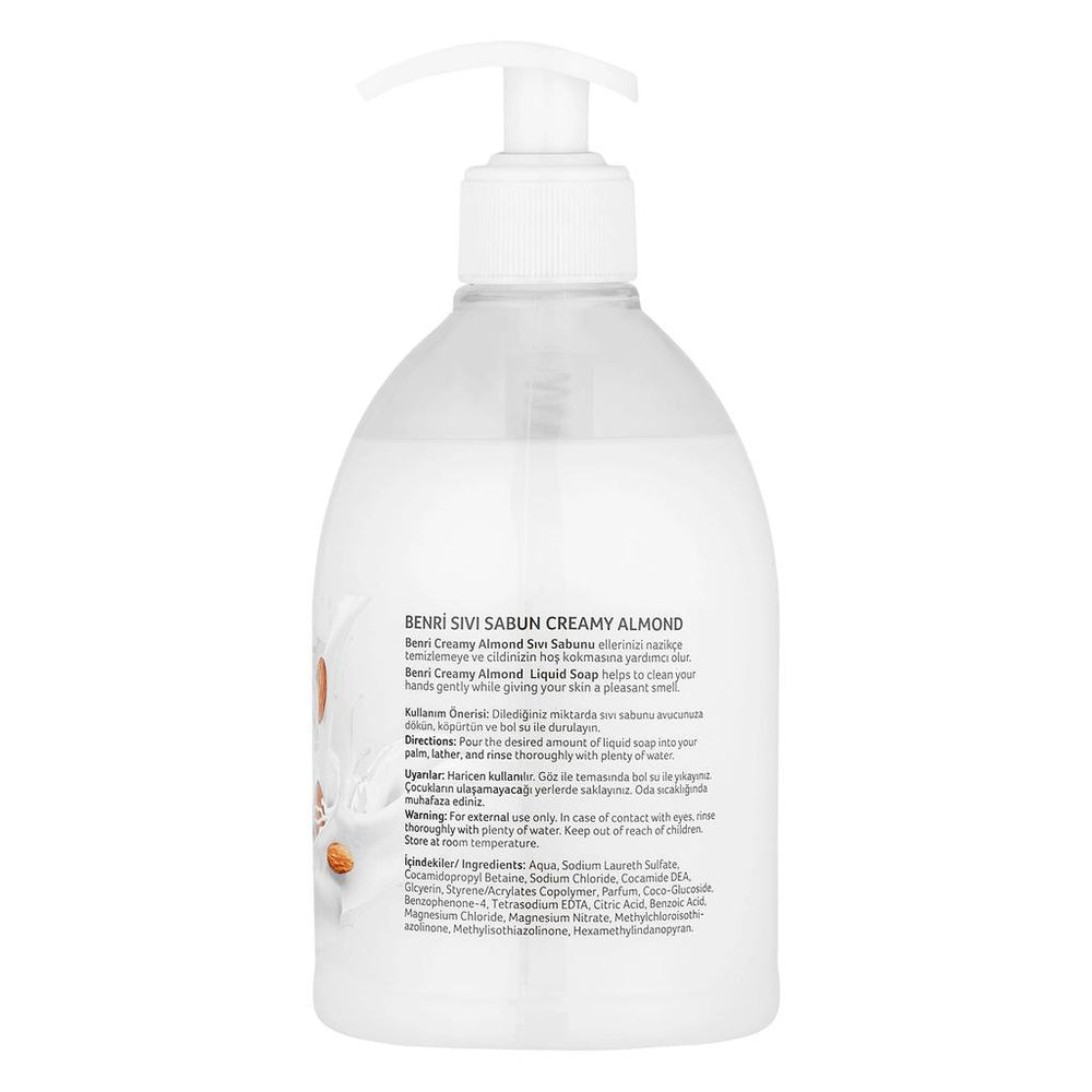 Benri Creamy Almond Liquid Hand Soap for Soft Skin 475 ml