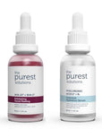 The Purest Solutions Skincare Set for Dry Skin - AHA BHA Exfoliating Serum & Hyaluronic Acid Hydrating Serum - Face Serum